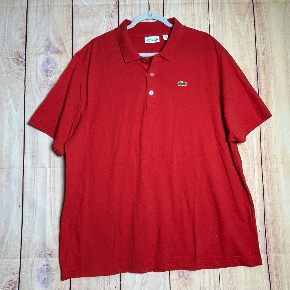 Lacoste Sport Polo Shirt Mens 4XL Red Short‎ Sleeve Pique Athletic Preppy